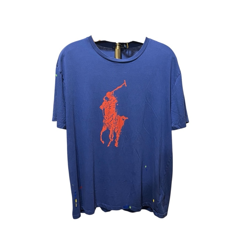 Polo by Ralph Lauren Classic Fit Tee Big Pony Logo Large Paint Splatter